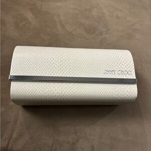 Jimmy Choo Glasses/Sunglasses case Ivory Faux Snakeskin Magnetic Closure
#B